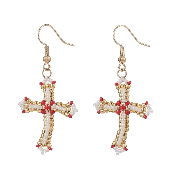 PandaHall Japanese Seed Braided Cross Dangle Earrings, Golden Brass Jewelry for Women, Red, 52mm, Pin: 0.7mm Glass Red
PandaHall Japanese Seed Braided Cross Dangle Earrings, Golden Brass Jewelry for Women, Red, 52mm, Pin: 0.7mm Glass Red