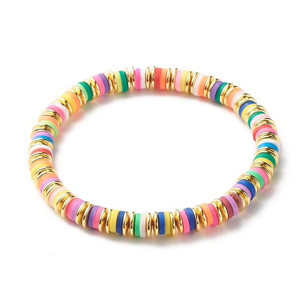 PandaHall Disc Polymer Clay & Brass Beads Stretch Bracelet for Teen Girl Women, Colorful, Inner Diameter: 2-1/8 inch(5.4cm) Polymer Clay
PandaHall Disc Polymer Clay & Brass Beads Stretch Bracelet for Teen Girl Women, Colorful, Inner Diameter: 2-1/8 inch(5.4cm) Polymer Clay