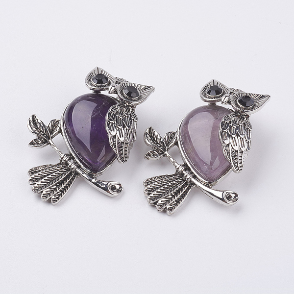 PandaHall Natural Amethyst Pendants, with Alloy Finding, Owl, Antique Silver, 46.5x35.5x11.5mm, Hole: 6x8.5mm Amethyst Owl
PandaHall Natural Amethyst Pendants, with Alloy Finding, Owl, Antique Silver, 46.5x35.5x11.5mm, Hole: 6x8.5mm Amethyst Owl