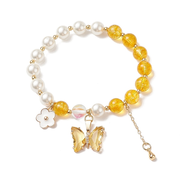 PandaHall Round Natural Quartz Crystal(Dyed & Heated) & Shell Pearl Beaded Stretch Bracelet, Glass Butterfly & Brass Flower Charms Bracelet...
PandaHall Round Natural Quartz Crystal(Dyed & Heated) & Shell Pearl Beaded Stretch Bracelet, Glass Butterfly & Brass Flower Charms Bracelet...
