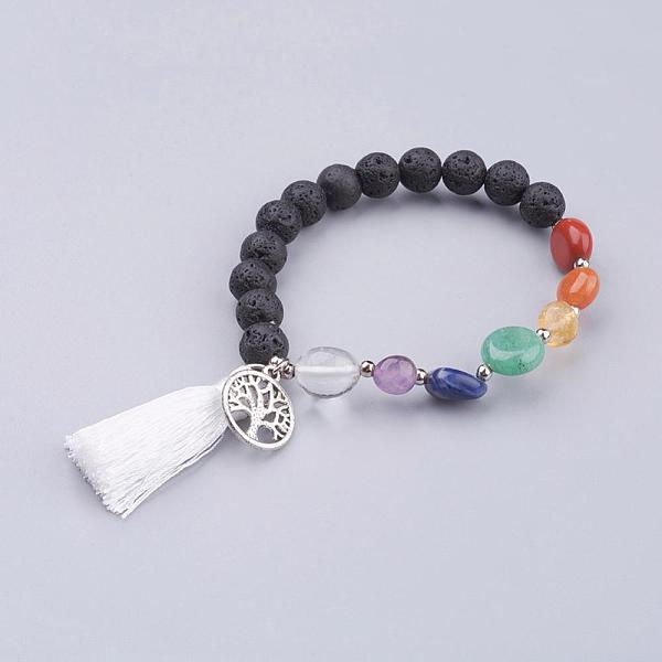 PandaHall Tassel Charm Bracelets, with Alloy Findings, Lava Rock and Gemstone Beads, Round & Nuggets & Ring with Tree of Life, 2-1/8 inch..., Multicolor
PandaHall Tassel Charm Bracelets, with Alloy Findings, Lava Rock and Gemstone Beads, Round & Nuggets & Ring with Tree of Life, 2-1/8 inch..., Multicolor