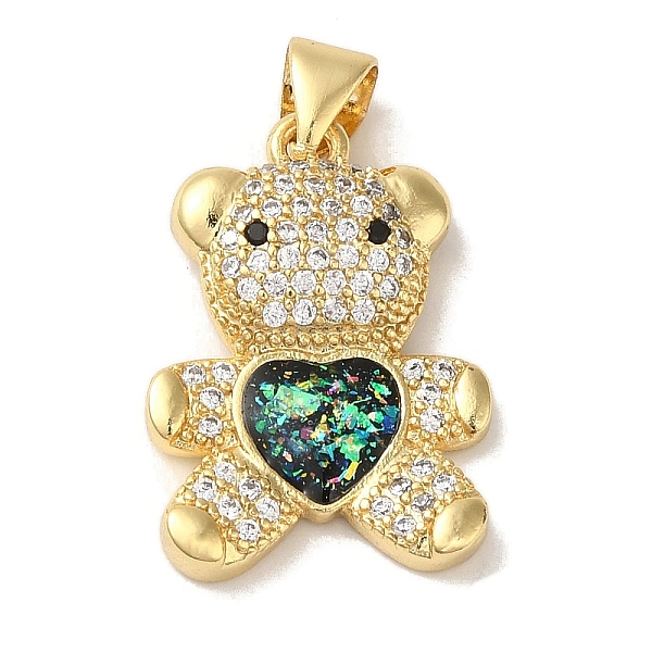 PandaHall Rack Plating Brass Micro Pave Clear Cubic Zirconia Pendants, Heart Bear Charms with Synthetic Opal, Real 18K Gold Plated, Cadmium...
PandaHall Rack Plating Brass Micro Pave Clear Cubic Zirconia Pendants, Heart Bear Charms with Synthetic Opal, Real 18K Gold Plated, Cadmium...