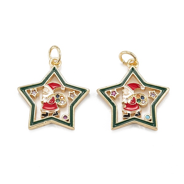 PandaHall Christmas Themed Brass Micro Pave Cubic Zirconia Pendants, with Enamel and Jump Ring, Long-Lasting Plated, Star with Santa Claus...
PandaHall Christmas Themed Brass Micro Pave Cubic Zirconia Pendants, with Enamel and Jump Ring, Long-Lasting Plated, Star with Santa Claus...