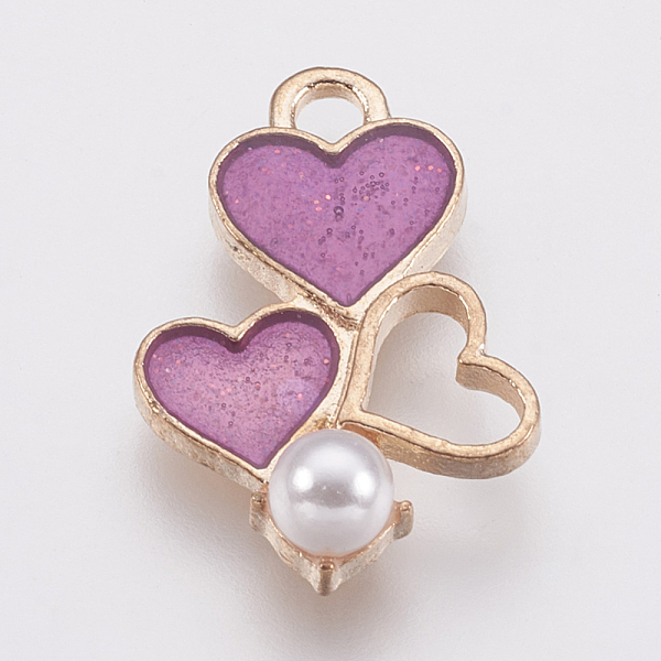 PandaHall Zinc Alloy Enamel Pendants, with Acrylic Beads, Heart, Golden, Orchid, 19x13x5mm, Hole: 1.5mm Alloy+Enamel Heart Purple
PandaHall Zinc Alloy Enamel Pendants, with Acrylic Beads, Heart, Golden, Orchid, 19x13x5mm, Hole: 1.5mm Alloy+Enamel Heart Purple