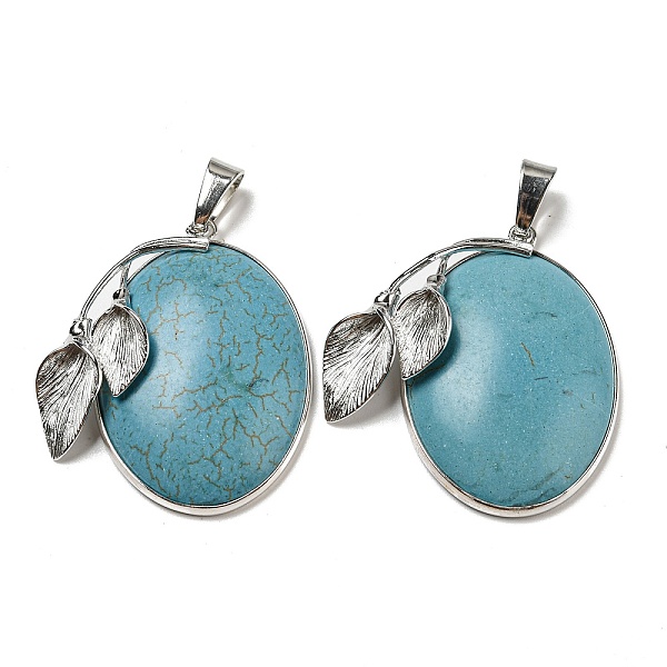 PandaHall Synthetic Turquoise Pendants, Platinum Plated Alloy Oval Charms with Leaf, 45x31x12.5mm, Hole: 10x5mm Synthetic Turquoise Oval
PandaHall Synthetic Turquoise Pendants, Platinum Plated Alloy Oval Charms with Leaf, 45x31x12.5mm, Hole: 10x5mm Synthetic Turquoise Oval