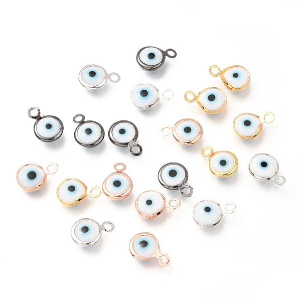 PandaHall Handmade Evil Eye Lampwork Charms, with Brass Findings, Flat Round, Blue, Mixed Color, 10x6.5x3mm, Hole: 1.5mm Brass+Lampwork Evil..., White
PandaHall Handmade Evil Eye Lampwork Charms, with Brass Findings, Flat Round, Blue, Mixed Color, 10x6.5x3mm, Hole: 1.5mm Brass+Lampwork Evil..., White