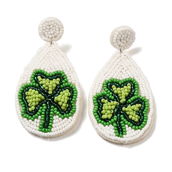 PandaHall Saint Patrick's Day Glass Seed Beaded Dangle Stud Earrings, 304 Stainless Steel Long Drop Earrings, Teardrop, 69x36mm Seed Beads..., Green
PandaHall Saint Patrick's Day Glass Seed Beaded Dangle Stud Earrings, 304 Stainless Steel Long Drop Earrings, Teardrop, 69x36mm Seed Beads..., Green