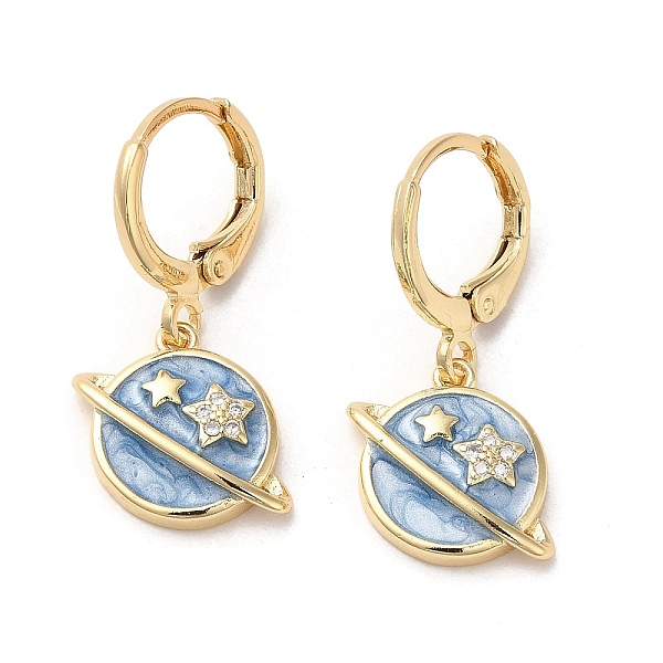 PandaHall Planet Real 18K Gold Plated Brass Dangle Leverback Earrings, with Enamel and Cubic Zirconia, Steel Blue, 26.5x15mm Cubic Zirconia...
PandaHall Planet Real 18K Gold Plated Brass Dangle Leverback Earrings, with Enamel and Cubic Zirconia, Steel Blue, 26.5x15mm Cubic Zirconia...