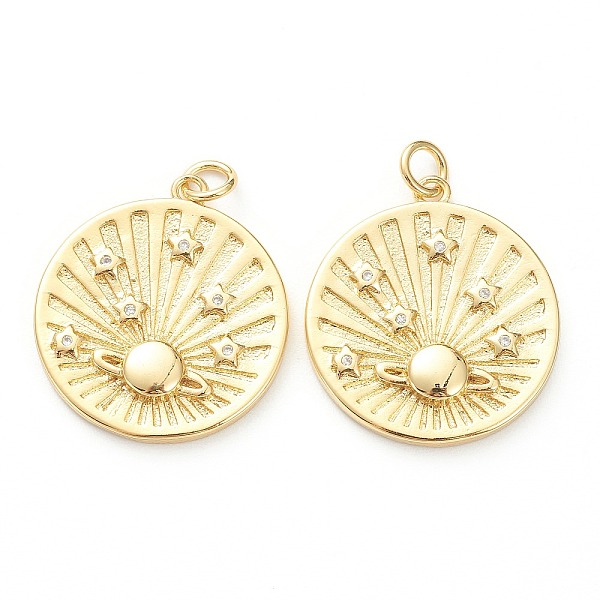 PandaHall Brass Micro Pave Clear Cubic Zirconia Pendants, Long-Lasting Plated, Flat Round with Planet, Real 18K Gold Plated, 22x20x3mm, Hole...
PandaHall Brass Micro Pave Clear Cubic Zirconia Pendants, Long-Lasting Plated, Flat Round with Planet, Real 18K Gold Plated, 22x20x3mm, Hole...