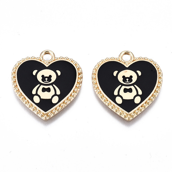 PandaHall Eco-Friendly Alloy Enamel Pendants, Cadmium Free & Lead Free & Nickel Free, Heart with Bear, Light Gold, 21x19.5x1.5mm, Hole: 2mm..., Black
PandaHall Eco-Friendly Alloy Enamel Pendants, Cadmium Free & Lead Free & Nickel Free, Heart with Bear, Light Gold, 21x19.5x1.5mm, Hole: 2mm..., Black