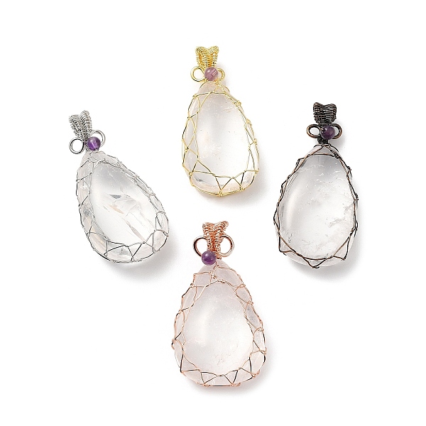 PandaHall Natural Quartz Crystal Pendants, Rock Crystal Pendants, Rack Plating Copper Wire Wrapped Drop Charms, Cadmium Free & Lead Free...
PandaHall Natural Quartz Crystal Pendants, Rock Crystal Pendants, Rack Plating Copper Wire Wrapped Drop Charms, Cadmium Free & Lead Free...