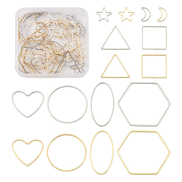 PandaHall Jewelry 40Pcs 16 Style Alloy Linking Rings, Hexagon & Round Ring & Oval & Heart & Square & Triangle & Star & Moon, Platinum &...
PandaHall Jewelry 40Pcs 16 Style Alloy Linking Rings, Hexagon & Round Ring & Oval & Heart & Square & Triangle & Star & Moon, Platinum &...