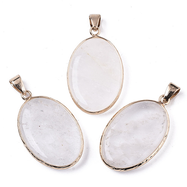 PandaHall Natural Quartz Crystal Pendants, with Light Gold Plated Brass Edge and Snap on Bail, Oval, 35~36x21.5x6.5mm, Hole: 6x11mm Quartz...
PandaHall Natural Quartz Crystal Pendants, with Light Gold Plated Brass Edge and Snap on Bail, Oval, 35~36x21.5x6.5mm, Hole: 6x11mm Quartz...