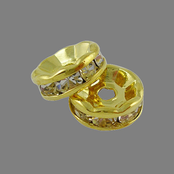 PandaHall Brass Rhinestone Spacer Beads, Grade A, Straight Flange, Golden, Rondelle, Crystal, 6x3mm, Hole: 1mm Brass+Rhinestone Rondelle..., Clear
PandaHall Brass Rhinestone Spacer Beads, Grade A, Straight Flange, Golden, Rondelle, Crystal, 6x3mm, Hole: 1mm Brass+Rhinestone Rondelle..., Clear