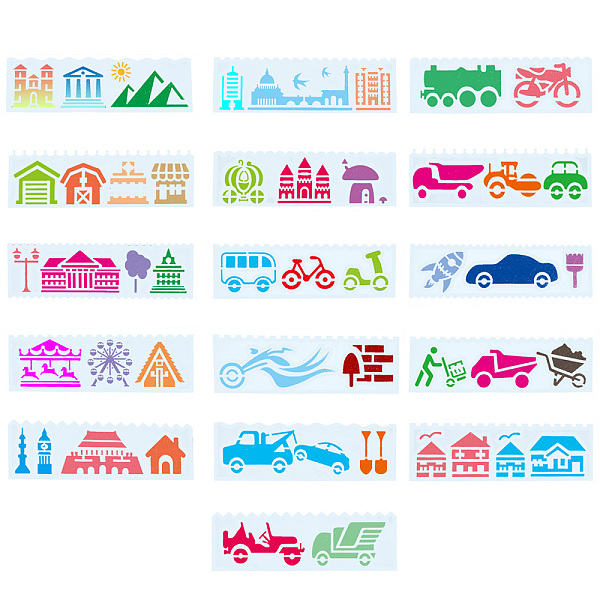 PandaHall Gorgecraft 2 Sets 2 Styles PET Hollow Out Plastic Drawing Painting Stencils Templates, Rectangle with Building Pattern, Vehicle...
PandaHall Gorgecraft 2 Sets 2 Styles PET Hollow Out Plastic Drawing Painting Stencils Templates, Rectangle with Building Pattern, Vehicle...