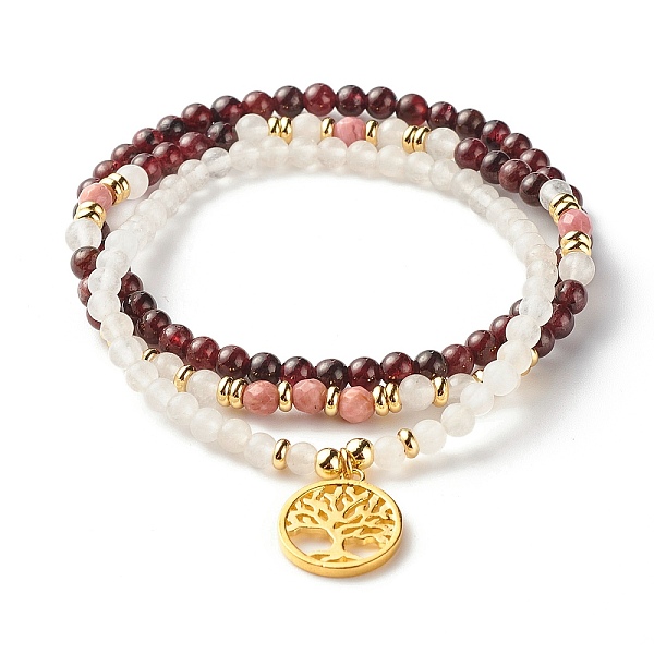 PandaHall Stone Stretch Bracelets Set, Natural Garnet & White Jade & Rhodonite Round Beads Bracelets, Flat Round with Tree of Life Brass...
PandaHall Stone Stretch Bracelets Set, Natural Garnet & White Jade & Rhodonite Round Beads Bracelets, Flat Round with Tree of Life Brass...