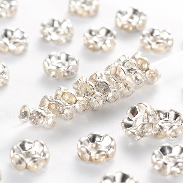 PandaHall Brass Rhinestone Spacer Beads, Grade B, Clear, Silver Color Plated, Size: about 8mm in diameter, 3.8mm thick, hole: 1.5mm...
PandaHall Brass Rhinestone Spacer Beads, Grade B, Clear, Silver Color Plated, Size: about 8mm in diameter, 3.8mm thick, hole: 1.5mm...