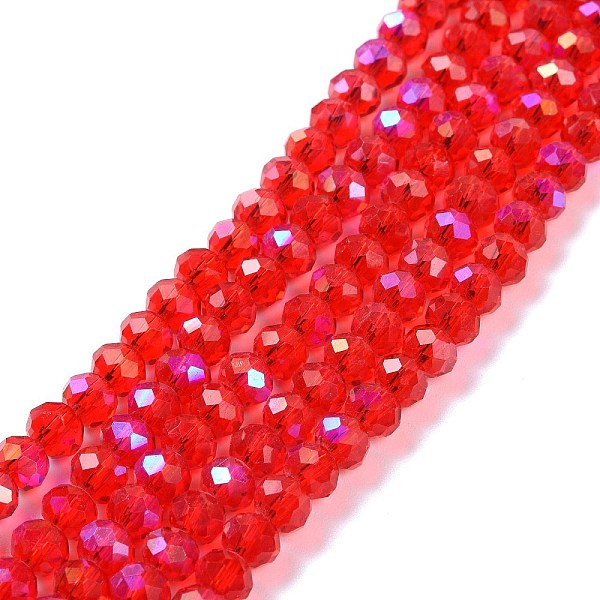 PandaHall Electroplate Glass Beads Strands, Half Rainbow Plated, Faceted, Rondelle, FireBrick, 2.5x2mm, Hole: 0.4mm, about 150~155pcs/strand..., Red
PandaHall Electroplate Glass Beads Strands, Half Rainbow Plated, Faceted, Rondelle, FireBrick, 2.5x2mm, Hole: 0.4mm, about 150~155pcs/strand..., Red