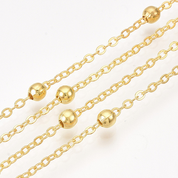 PandaHall Iron Cable Chains, Satellite Chains, with Round Beads, Soldered, with Spool, Flat Oval, Golden, 2.5x2x0.3mm, about 100yard/roll...
PandaHall Iron Cable Chains, Satellite Chains, with Round Beads, Soldered, with Spool, Flat Oval, Golden, 2.5x2x0.3mm, about 100yard/roll...