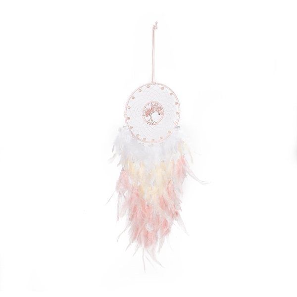 PandaHall Iron Woven Web/Net with Feather Pendant Decorations, with Plastic and Strawberry Quartz Stone Beads, Covered with Leather Cord..., Pink
PandaHall Iron Woven Web/Net with Feather Pendant Decorations, with Plastic and Strawberry Quartz Stone Beads, Covered with Leather Cord..., Pink