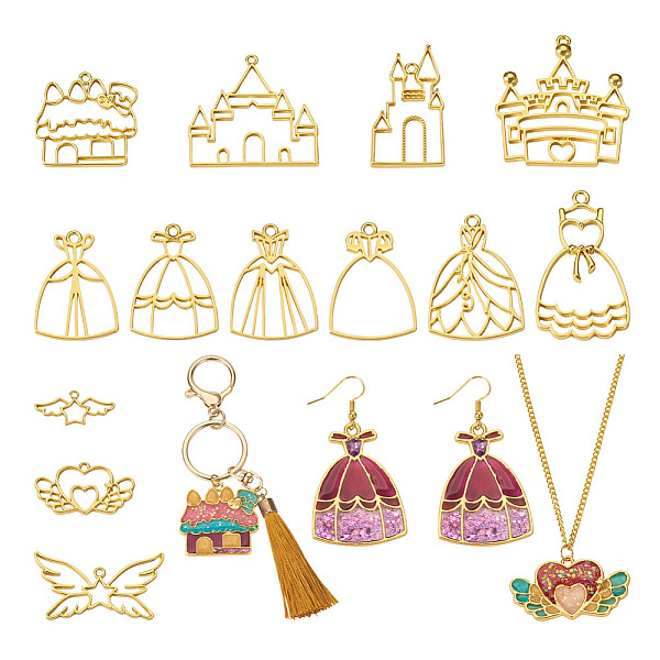 PandaHall 26Pcs 13 Styles Castle & Star Wing & Dress & Heart Alloy Open Back Bezel Pendants, for DIY UV Resin, Epoxy Resin, Pressed Flower...
PandaHall 26Pcs 13 Styles Castle & Star Wing & Dress & Heart Alloy Open Back Bezel Pendants, for DIY UV Resin, Epoxy Resin, Pressed Flower...