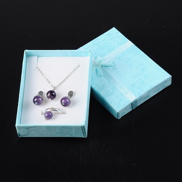 PandaHall Cardboard Jewelry Set Boxes, with Bowknot Outside and Sponge Inside, for Necklaces and Pendants, Rectangle, Sky Blue, 90x70x30mm...
PandaHall Cardboard Jewelry Set Boxes, with Bowknot Outside and Sponge Inside, for Necklaces and Pendants, Rectangle, Sky Blue, 90x70x30mm...