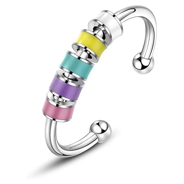 PandaHall 201 Stainless Steel Enamel Column Rotating Beaded Open Cuff Rings, for Calming Worry Meditation, Purple, Inner Diameter: 17mm 201...
PandaHall 201 Stainless Steel Enamel Column Rotating Beaded Open Cuff Rings, for Calming Worry Meditation, Purple, Inner Diameter: 17mm 201...
