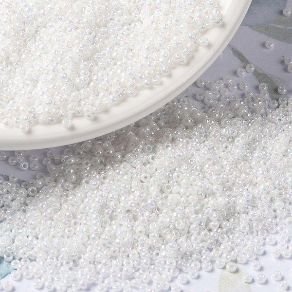 PandaHall MIYUKI Round Rocailles Beads, Japanese Seed Beads, (RR471) White Pearl AB, 15/0, 1.5mm, Hole: 0.7mm, about 5555pcs/bottle...
PandaHall MIYUKI Round Rocailles Beads, Japanese Seed Beads, (RR471) White Pearl AB, 15/0, 1.5mm, Hole: 0.7mm, about 5555pcs/bottle...
