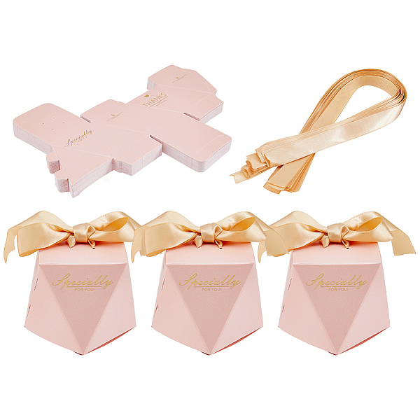 PandaHall Folding Cardboard Candy Boxes, Weddign Gift Wrapping Box, with Ribbon, Polygon with Gold Stamping Word Thanks, Gold, Finish...
PandaHall Folding Cardboard Candy Boxes, Weddign Gift Wrapping Box, with Ribbon, Polygon with Gold Stamping Word Thanks, Gold, Finish...