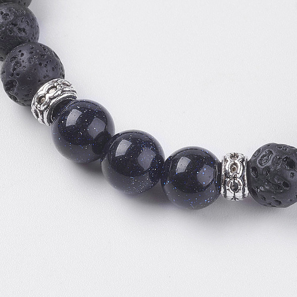 PandaHall Natural Lava Rock Beads Stretch Bracelets, with Synthetic Blue Goldstone and Magnetic Clasp, 7-1/2 inch(190mm) Goldstone
PandaHall Natural Lava Rock Beads Stretch Bracelets, with Synthetic Blue Goldstone and Magnetic Clasp, 7-1/2 inch(190mm) Goldstone