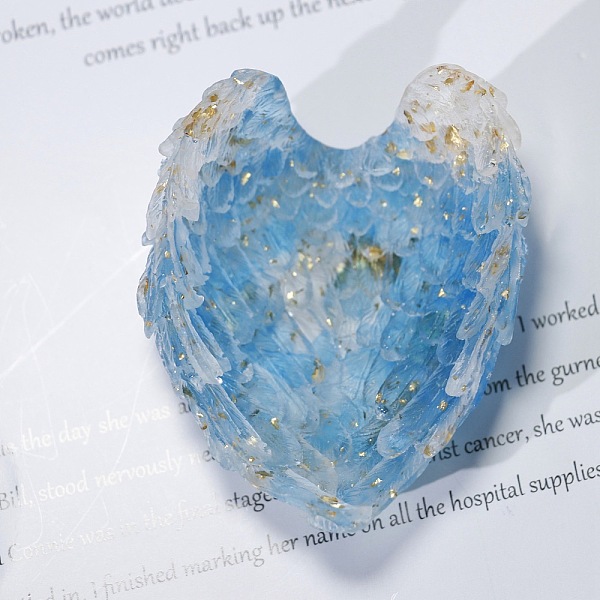 PandaHall Resin Craft Display Decorations, with Natural Aquamarine Chip, Glittered Angel Wing Crystal Storage Tray, for Home Feng Shui...
PandaHall Resin Craft Display Decorations, with Natural Aquamarine Chip, Glittered Angel Wing Crystal Storage Tray, for Home Feng Shui...