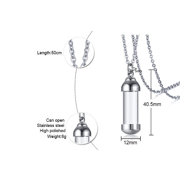 PandaHall 316L Stainless Steel Urn Glass Bottle Pendants, for Commemoration, Excluding Chain, Column, Stainless Steel Color, 40.5x12mm, Hole..., Clear
PandaHall 316L Stainless Steel Urn Glass Bottle Pendants, for Commemoration, Excluding Chain, Column, Stainless Steel Color, 40.5x12mm, Hole..., Clear