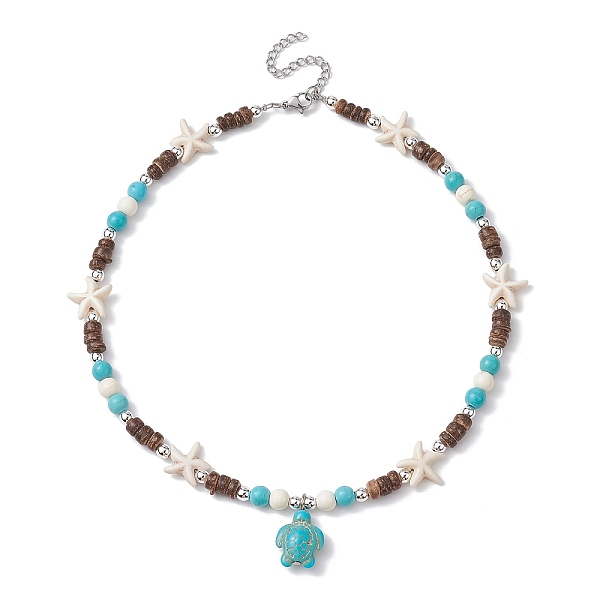 PandaHall Synthetic Turquoise Tortoise Pendant Necklaces, with Starfish & Natural Coconut Beaded Chains, Turquoise, 15.35 inch(39cm)..., Green
PandaHall Synthetic Turquoise Tortoise Pendant Necklaces, with Starfish & Natural Coconut Beaded Chains, Turquoise, 15.35 inch(39cm)..., Green