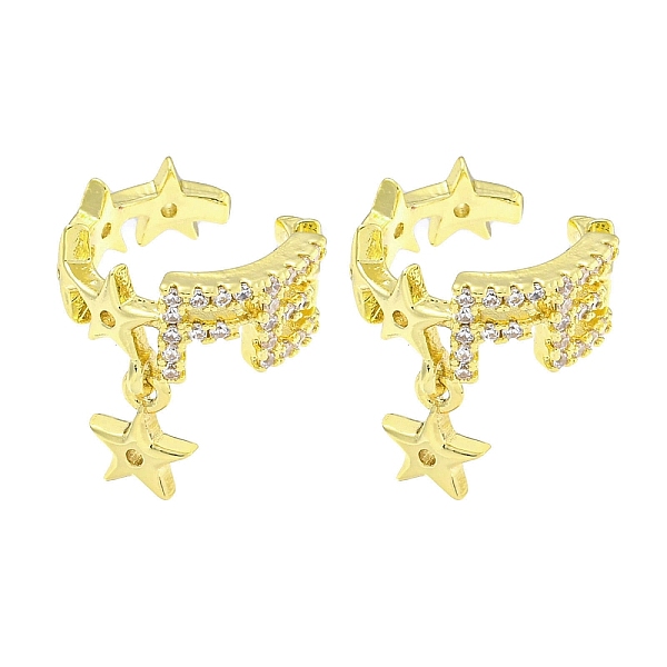 PandaHall Brass Micro Pave Cubic Zirconia Cuff Earrings, for Women, Star, Real 18K Gold Plated, 13x14mm Brass Star Clear
PandaHall Brass Micro Pave Cubic Zirconia Cuff Earrings, for Women, Star, Real 18K Gold Plated, 13x14mm Brass Star Clear