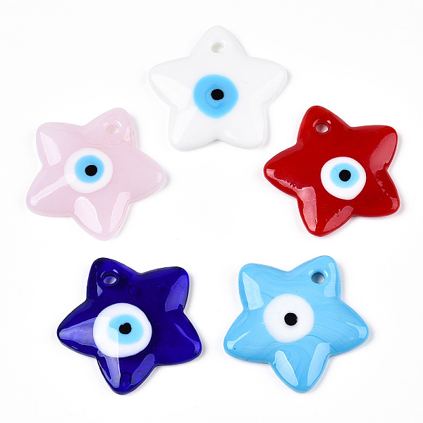 PandaHall Handmade Lampwork Pendants, Star with Evil Eye, Mixed Color, 38x38x5.5mm, Hole: 3.5mm Lampwork Star Multicolor
PandaHall Handmade Lampwork Pendants, Star with Evil Eye, Mixed Color, 38x38x5.5mm, Hole: 3.5mm Lampwork Star Multicolor