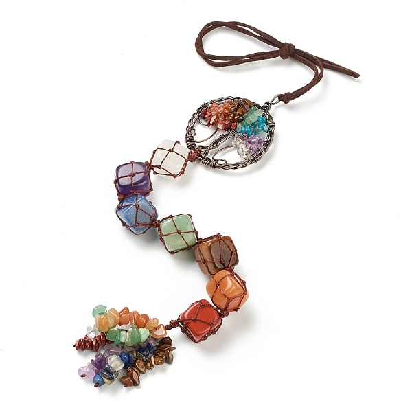PandaHall Chakra Hanging Ornament, Reiki Tumbled Gemstone Window Ornament, with Nylon Cord and Brass Findings, Cube & Flat Round with Life...
PandaHall Chakra Hanging Ornament, Reiki Tumbled Gemstone Window Ornament, with Nylon Cord and Brass Findings, Cube & Flat Round with Life...
