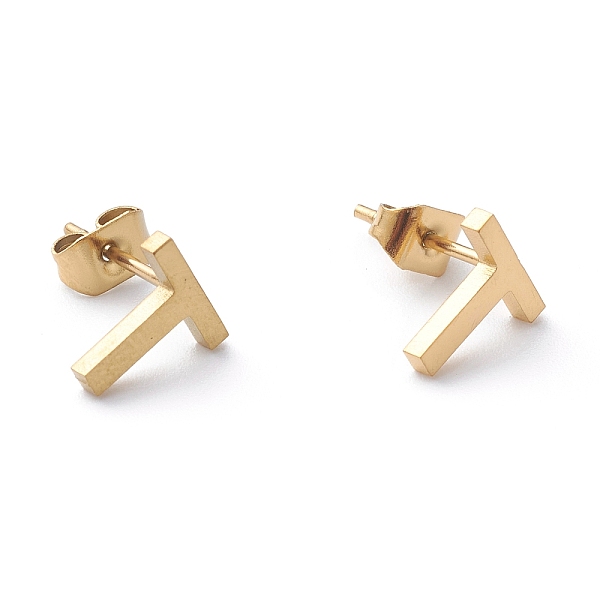 PandaHall Ion Plating(IP) 304 Stainless Steel Stud Earrings, with Ear Nuts, Manual Polishing, Greek Alphabet, Letter.T, 8x7x1mm, Pin: 0.7mm...
PandaHall Ion Plating(IP) 304 Stainless Steel Stud Earrings, with Ear Nuts, Manual Polishing, Greek Alphabet, Letter.T, 8x7x1mm, Pin: 0.7mm...