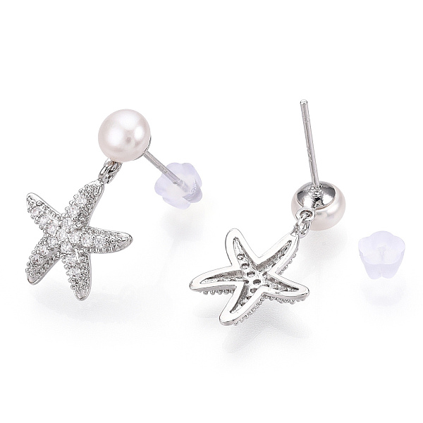 PandaHall Natural Pearl Stud Earrings, Brass Micro Pave Clear Cubic Zirconia Starfish Drop Earrings with 925 Sterling Silver Pins, Platinum...
PandaHall Natural Pearl Stud Earrings, Brass Micro Pave Clear Cubic Zirconia Starfish Drop Earrings with 925 Sterling Silver Pins, Platinum...