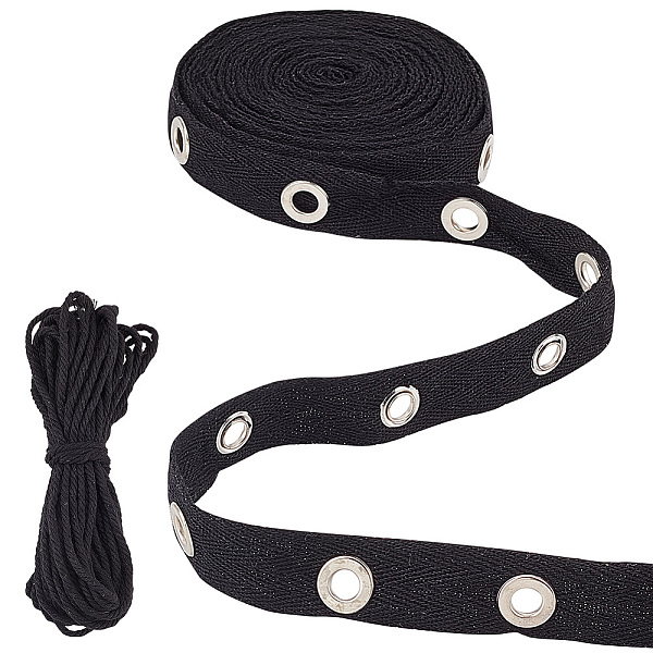 PandaHall ARRICRAFT Cotton Ribbons with Eyelet Rings, with Cotton String Threads, for Garment Accessories, Black, Ribbons: 20x2mm, Hole: 6mm...
PandaHall ARRICRAFT Cotton Ribbons with Eyelet Rings, with Cotton String Threads, for Garment Accessories, Black, Ribbons: 20x2mm, Hole: 6mm...