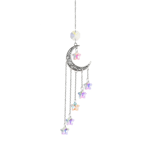 PandaHall Glass Star Pendant Decoration, with Alloy Moon Link, for Home Decoration , Antique Silver, 267x29.8x1.7mm Alloy Moon White
PandaHall Glass Star Pendant Decoration, with Alloy Moon Link, for Home Decoration , Antique Silver, 267x29.8x1.7mm Alloy Moon White
