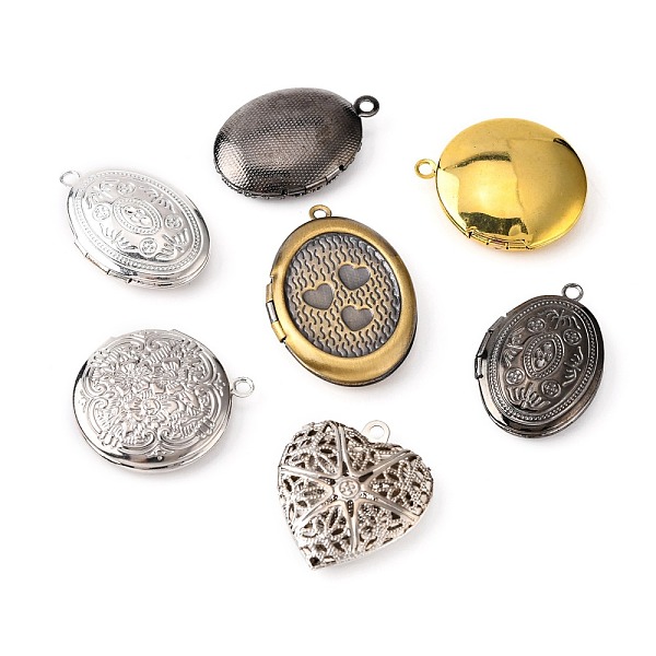 PandaHall Brass Locket Pendants, Photo Frame Charms for Necklaces, Mixed Shapes, Mixed Color, about 16~20mm wide, 22~24mm long, 4~6mm thick..., Multicolor
PandaHall Brass Locket Pendants, Photo Frame Charms for Necklaces, Mixed Shapes, Mixed Color, about 16~20mm wide, 22~24mm long, 4~6mm thick..., Multicolor