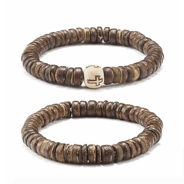 PandaHall Flat Round Coconut Beads Stretch Bracelets Set, for Men Woman, Mixed Color, Inner Diameter: 2-1/8~2-1/4 inch(5.5~5.7cm), 2pcs/set..., Multicolor
PandaHall Flat Round Coconut Beads Stretch Bracelets Set, for Men Woman, Mixed Color, Inner Diameter: 2-1/8~2-1/4 inch(5.5~5.7cm), 2pcs/set..., Multicolor