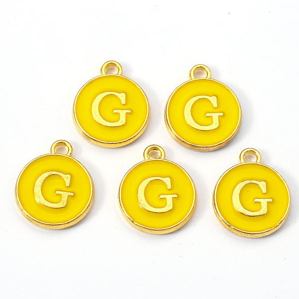 PandaHall Golden Plated Alloy Enamel Charms, Enamelled Sequins, Flat Round with Letter, Gold, Letter.G, 14x12x2mm, Hole: 1.5mm Alloy+Enamel...
PandaHall Golden Plated Alloy Enamel Charms, Enamelled Sequins, Flat Round with Letter, Gold, Letter.G, 14x12x2mm, Hole: 1.5mm Alloy+Enamel...