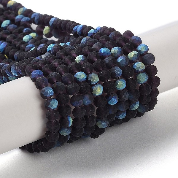 PandaHall Transparent Glass Beads Strands, Faceted, Frosted, Half AB Color Plated, Rondelle, Indigo, 4~4.5x3.5~4mm, Hole: 1mm, about..., Purple
PandaHall Transparent Glass Beads Strands, Faceted, Frosted, Half AB Color Plated, Rondelle, Indigo, 4~4.5x3.5~4mm, Hole: 1mm, about..., Purple