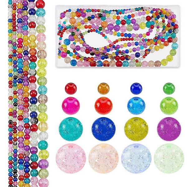 PandaHall SUNNYCLUE Transparent Crackle Glass Beads Strands, Round, 4mm/6mm/8mm/10mm, Mixed Color, 6 strands/box Glass Round Multicolor
PandaHall SUNNYCLUE Transparent Crackle Glass Beads Strands, Round, 4mm/6mm/8mm/10mm, Mixed Color, 6 strands/box Glass Round Multicolor