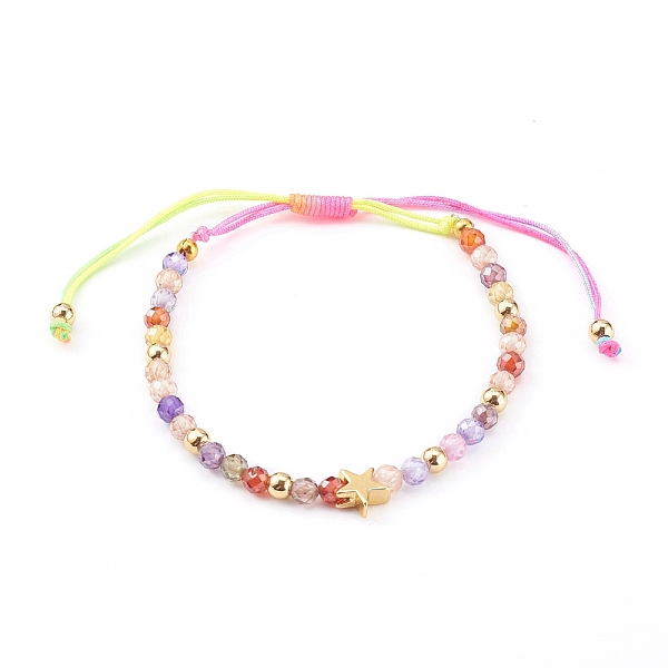 PandaHall Adjustable Nylon Cord Braided Bracelets, with Faceted Cubic Zirconia Beads and Brass Beads, Star & Round, Golden, Colorful, Inner...
PandaHall Adjustable Nylon Cord Braided Bracelets, with Faceted Cubic Zirconia Beads and Brass Beads, Star & Round, Golden, Colorful, Inner...