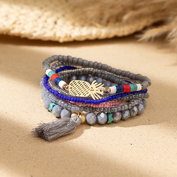 PandaHall Bohemian Vacation Style Glass Beaded Charms Bracelets Set for Women Glass
PandaHall Bohemian Vacation Style Glass Beaded Charms Bracelets Set for Women Glass