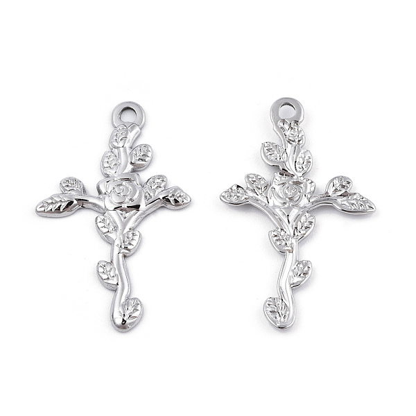 PandaHall 201 Stainless Steel Pendants, Cross with Flower, Stainless Steel Color, 30x18.5x1.5mm, Hole: 1.8mm 201 Stainless Steel Cross
PandaHall 201 Stainless Steel Pendants, Cross with Flower, Stainless Steel Color, 30x18.5x1.5mm, Hole: 1.8mm 201 Stainless Steel Cross