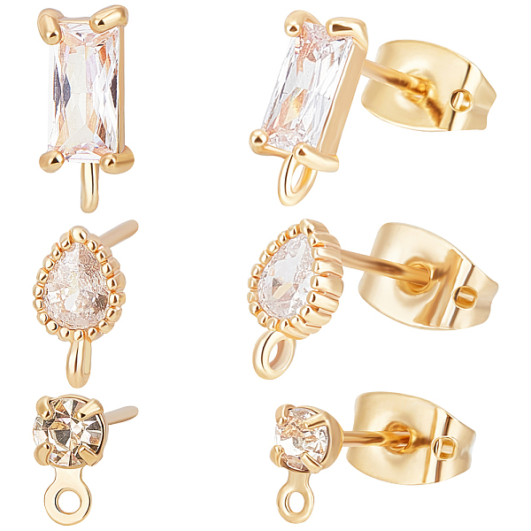 PandaHall Beebeecraft 30Pcs 3 Style Brass Cubic Zirconia Stud Earring Findings, with Loops, with 30Pcs Friction Ear Nuts, Diamond & Teardrop...
PandaHall Beebeecraft 30Pcs 3 Style Brass Cubic Zirconia Stud Earring Findings, with Loops, with 30Pcs Friction Ear Nuts, Diamond & Teardrop...