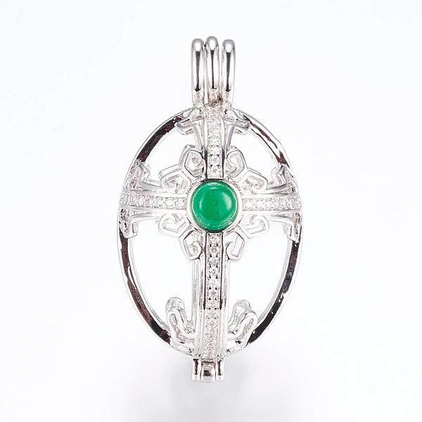 PandaHall Brass Micro Pave Cubic Zirconia Locket Pendants, Cage Pendants, with Dyed Jade, Oval, Platinum, 38.5~39x21x24~25mm, Hole: 3x5mm...
PandaHall Brass Micro Pave Cubic Zirconia Locket Pendants, Cage Pendants, with Dyed Jade, Oval, Platinum, 38.5~39x21x24~25mm, Hole: 3x5mm...